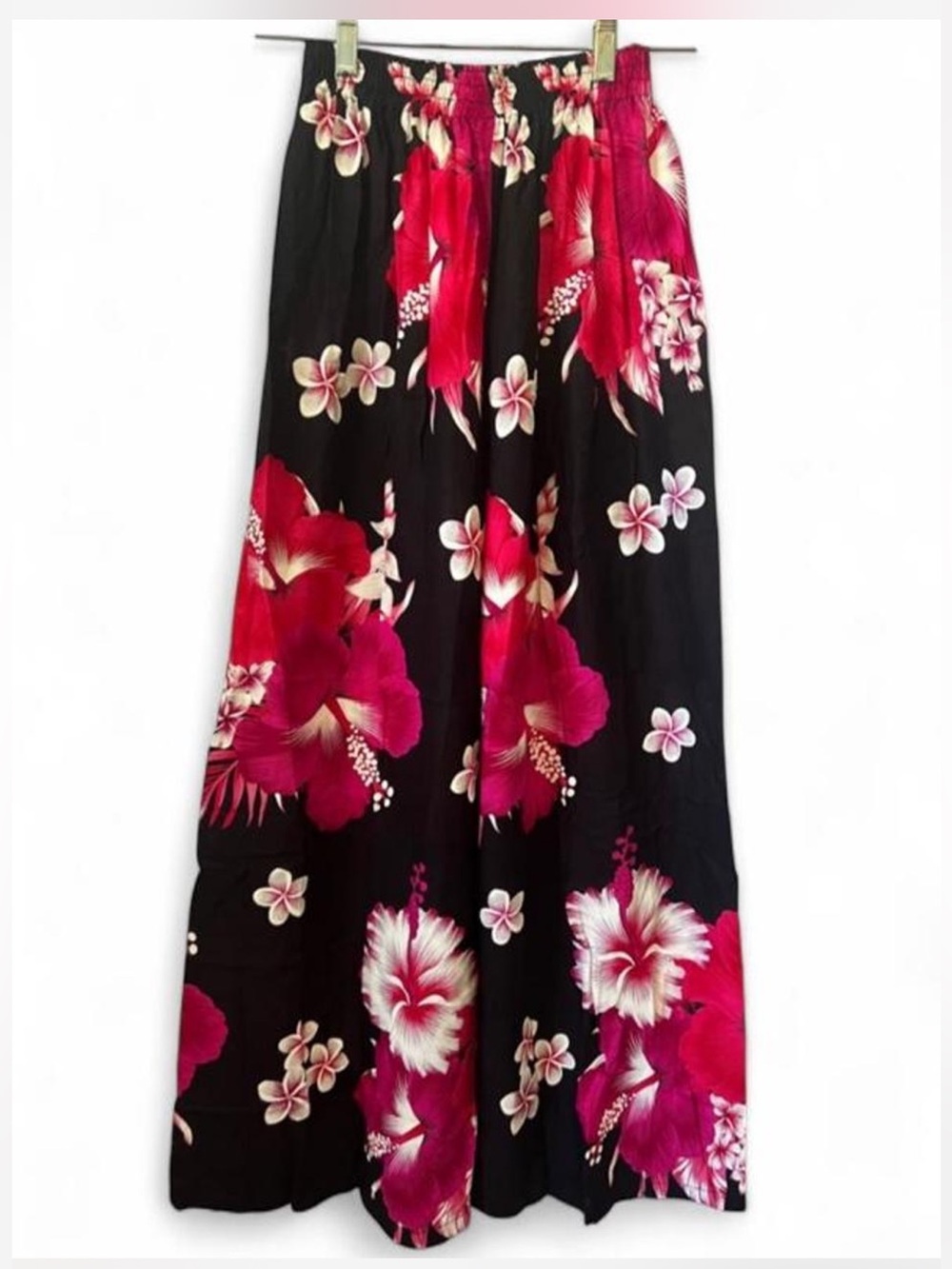 Floral High Rise Wide Leg Pants Free Size Tropical Resortwear Boho Festival